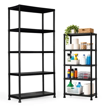 5 lygių ūkinė lentyna ModernHome, 90x40x180 cm, juoda