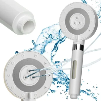 Shower Head with 5 Spray Modes and Water Filter, White