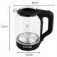 Electric Kettle, Glass, 1500W, 2L, with LED Illumination, Black