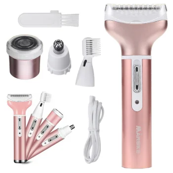 Women's Epilator and Shaver 4-in-1 with Interchangeable Heads, USB, Light Pink