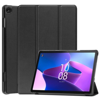 Lenovo Tab M10 (3rd Gen) (TB-328FU) Trifold Stand PU Leather Hard Protective Cover Case, Black