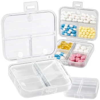 Pill and Supplement Organizer, 7 Compartments, Transparent