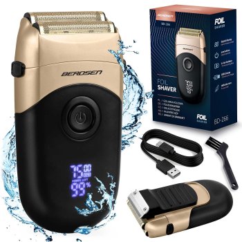 Professional Foil Shaver for Men Berdsen BD-266 with LCD Display, USB-C, Black Gold