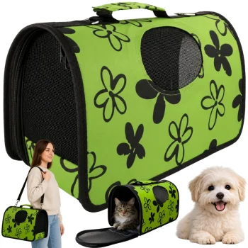 Green Carrier Bag for Cats and Small Dogs (37x22.5x18 cm)