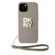 DKNY iPhone 15 / 14 / 13 Case Wrist Strap Stock Logo, Beige