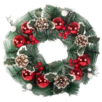 Christmas decorative wreath red and white