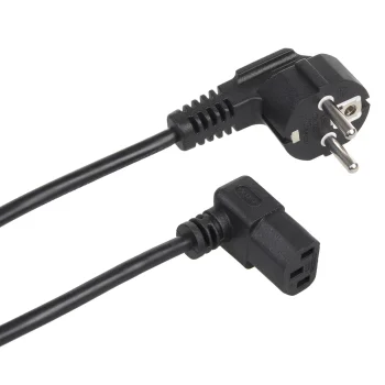 Maclean MCTV-854 Angled Power Cable, CEE 7/7 Schuko to C13, 3m, Black