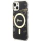 Guess iPhone 14 Plus vāciņš Golden Marble MagSafe, melns