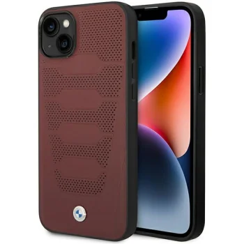 BMW Leather Seats Pattern Case for iPhone 14, Burgundy