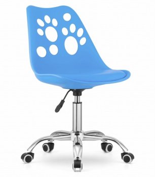 PRINT Swivel Office Chair Adjustable Eco-Leather with Chrome Base, Blue