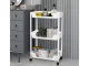 Mobile Storage Cart on Wheels, 3 Tiers, White