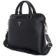 Guess Grained Zipper Pocket Triangle Logo 15\" Laptop Bag - Black
