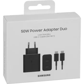 Samsung Power Adapter Duo EP-T5020XBEGEU tinklo įkroviklis 2x USB-C 50W, juodas