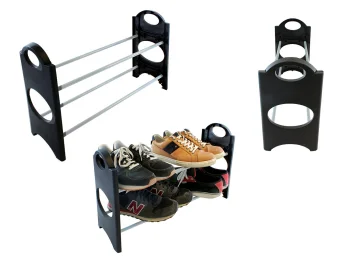 Expandable Shoe Rack AG532, Black/Grey