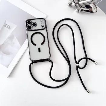 Dėklas iPhone 18 Pro / 17 Pro su MagSafe ir virvele, TPU, juodas