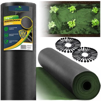 Heavy Duty Weed Barrier Fabric Plonos 5.25 x 164 ft 90g/m² with 100 Staples, Black-Green