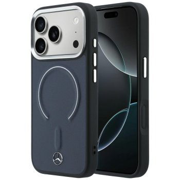 Mercedes Leather 3D MagSafe Case for iPhone 17 Pro, Navy Blue