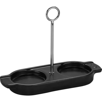 Peugeot Linéa Ceramic Tray for Salt and Pepper Mills with Handle, Black / Silver