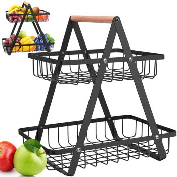 Kitchen Shelf Organizer Two-Level Fruit Basket