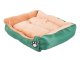Plush pet bed with cushion for small dogs and cats, 50x40 cm, green