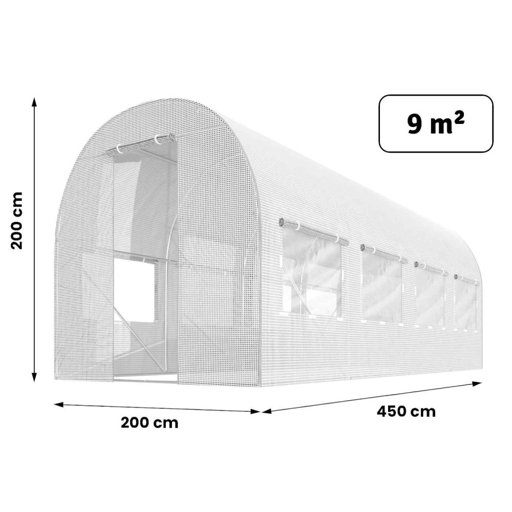 Garden tunnel film 2 x 4.5 m (9 m²), white Plonos (3)