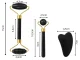 3-in-1 Jade Face Massager Roller and Gua Sha Stone Set, black
