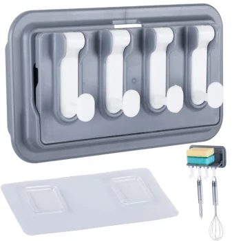 Multifunctional Kitchen and Bathroom Hanger with Shelf and 4 Hooks