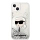 Karl Lagerfeld iPhone 14 Plus Case Liquid Glitter Karl Head Silver
