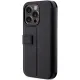 BMW Leather Stamp Blue Lines Bookcase for iPhone 14 Pro, Black
