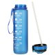 Motivational Water Bottle with Time Marker Reminder Tracker Leak-proof BPA Free, 1L, Blue