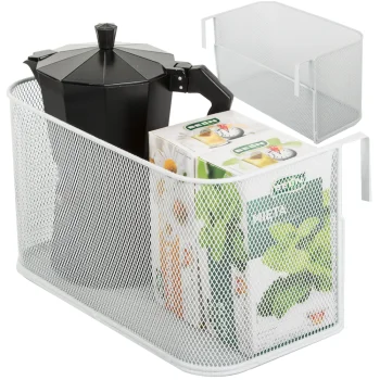Hanging Metal Basket Organizer 28x16cm White