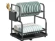 Two-Tier Dish Drying Rack with Drip Tray and Drainboard, Black