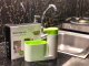 Kitchen Sink Organizer with Soap Dispenser, White/Green