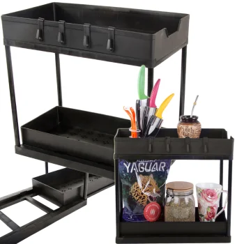 Pull-out Spice and Accessory Organizer, 2 Shelves, Black