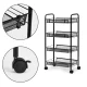 Modernhome KJZT090 Black Metal Rolling Storage Cart with 4 Shelves