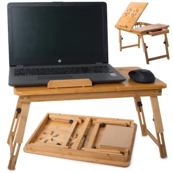 Bamboo Laptop Desk for Bed, Adjustable