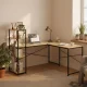 ModernHome Corner Desk with Bookshelf, Light Oak