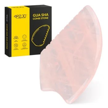 4FIZJO Ribbed Gua Sha Facial Massage Stone Natural Rose Quartz