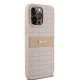 DKNY iPhone 14 Pro Max Case Leather Mono Stripe & Metal Logo, Pink