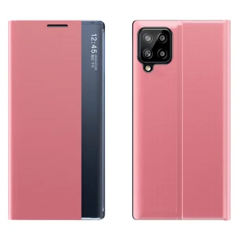Sleep Case Bookcase Flip Case with Smart Window for Samsung Galaxy A22 4G, Pink