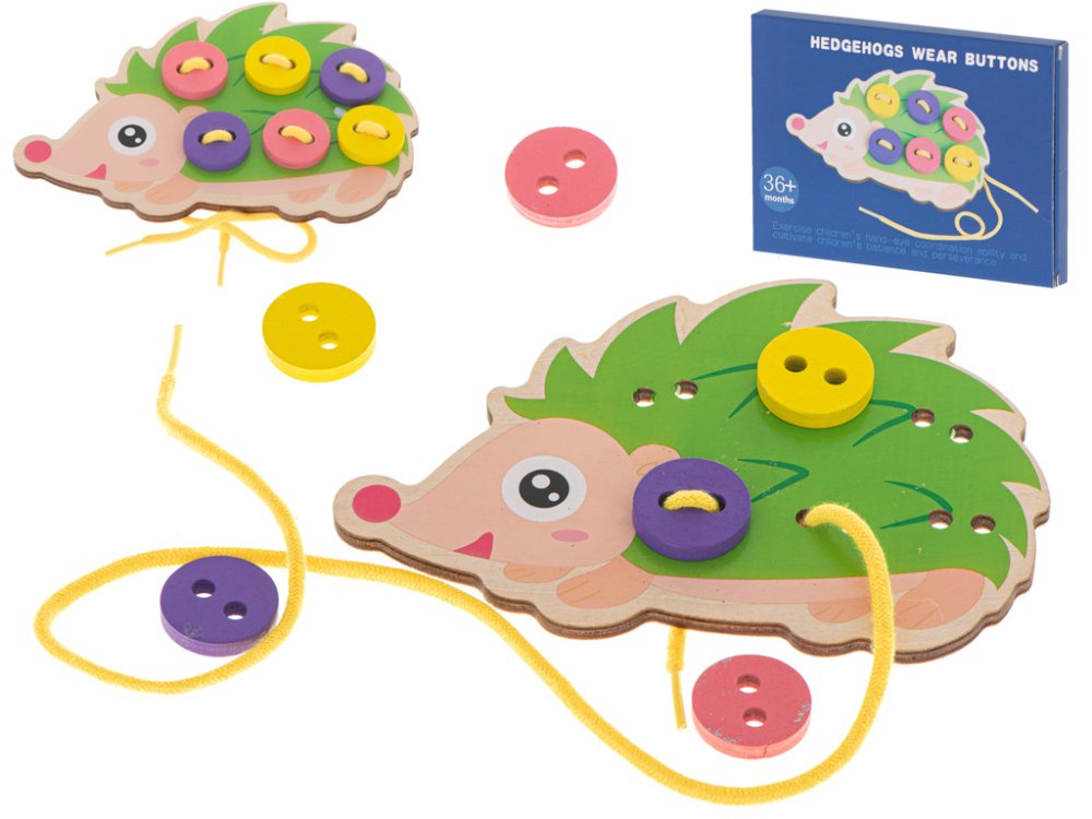 An educational set for sewing button sewing, green hedgehog (2)