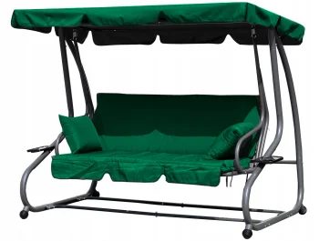 MultiGarden 3-Seater 2-in-1 Garden Swing with Cushions, Green