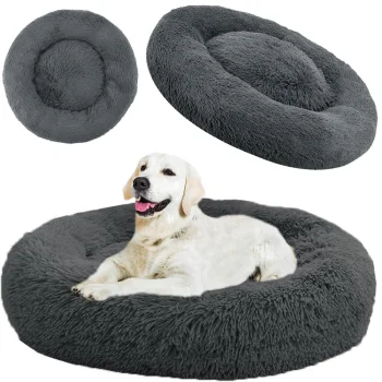 Plush Bed for Dogs and Cats, Dark Grey, 100 cm