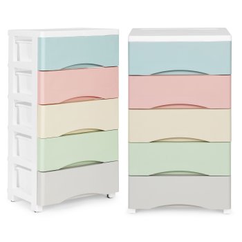 ModernHome 5-Drawer Rolling Storage Cart, Mobile Organizer for Kids Room, Multi-Color