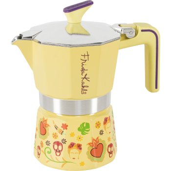 Pedrini Frida Kahlo Moka Pot, 3 Cups, Yellow
