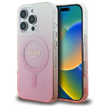 Guess iPhone 16 Pro Case IML Glitter Gradient MagSafe, Pink