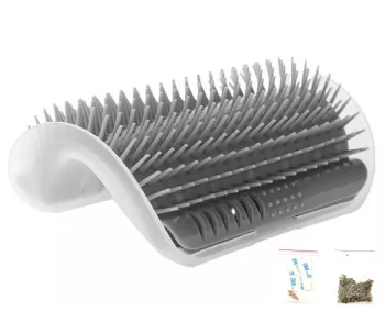 Cat Corner Plastic Scratcher Brush with Catnip 15,4х8,5 cm, Gray
