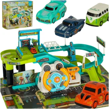 Interactive Car Track with Steering Wheel and Parking