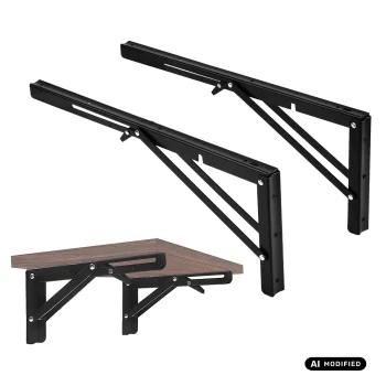 Maclean MC-196 Folding Shelf Brackets, 350-700mm, Max 50kg, Black, 2 pcs