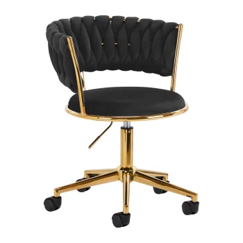 4Rico QS-GW01G Velvet Swivel Chair for Beauty Salons, Black
